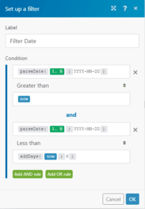 Integromat Filter Settings